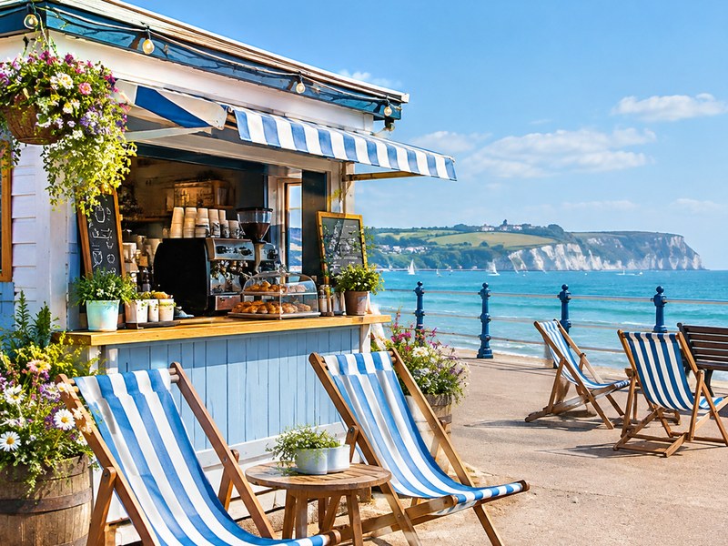 Deckchairs outside the shed
